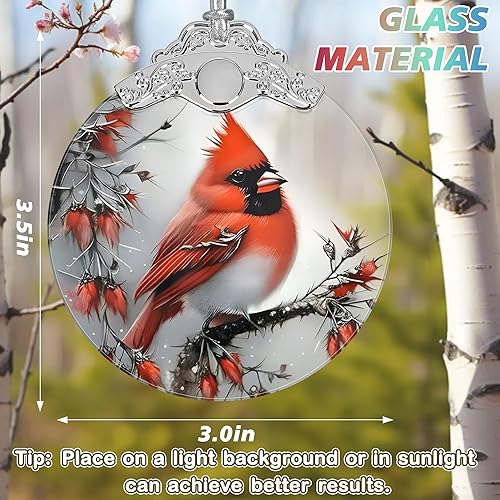 Miniatura 2 de Adornos de Navidad - Decoración de cardenal de vidrio emplomado - Adorno para árbol - Regalos de cardenal