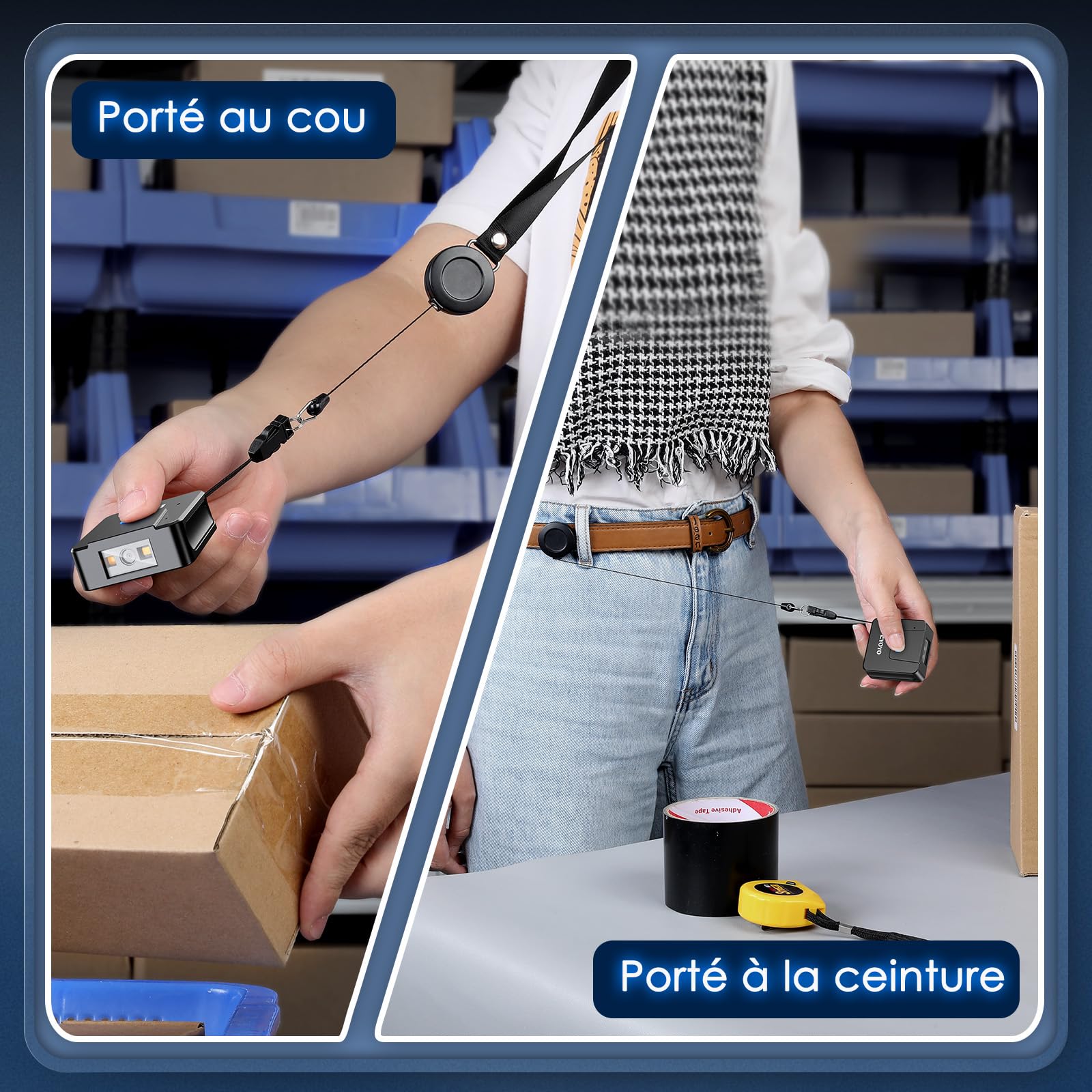Eyoyo 1D 2D Bluetooth Barcode Scanner, Wearable QR Code Reader for iPhone iPad Android