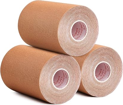 Kinesiology Tape, 3 Pack 4in x 5.5yd Water Resistant Athletic Tape | Latex Free Cotton Elastic Design | Muscle & Joint Support for Active Training | Flexible Use on Knee, Shoulder, Ankle & Wrist