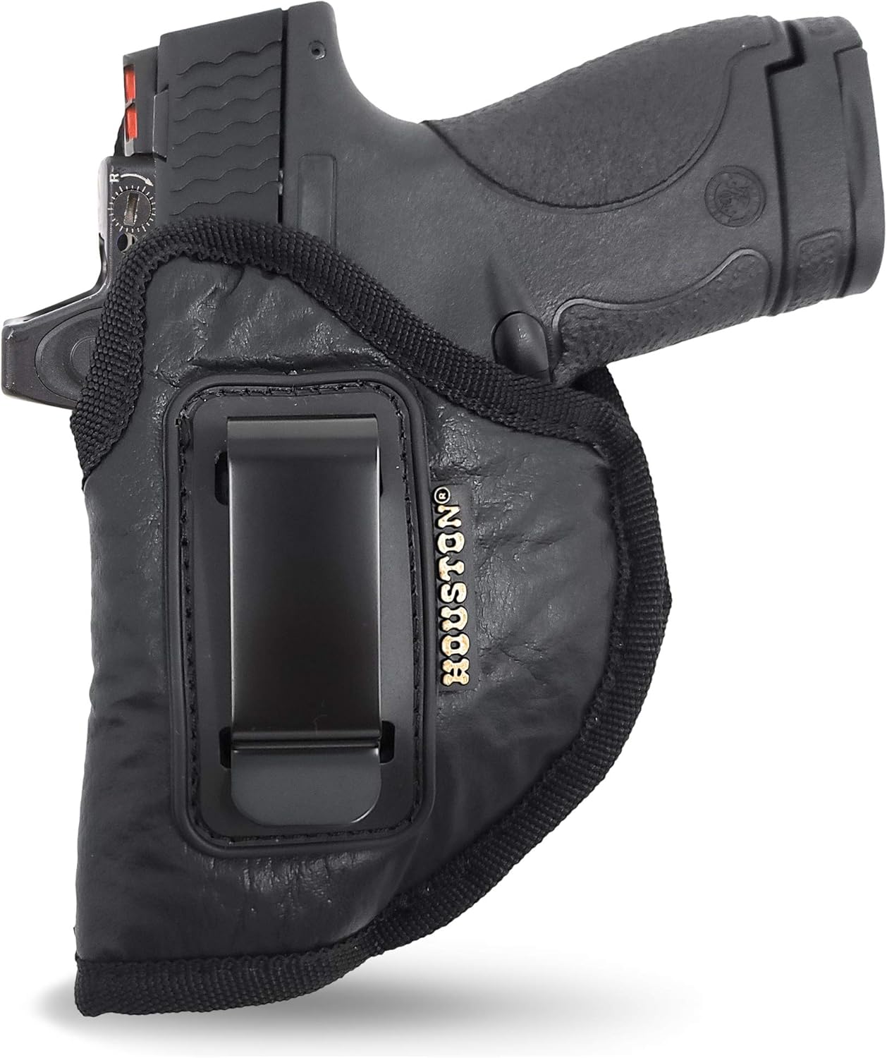 IWB Optical Gun Holster by Houston - ECO Leather Concealed Carry Soft Material - Fits Glck 26/27/33, Shield, XDS, Taurus 709, Taurus Pro C, Walther P22, Beretta Nano, SCCY Sky.Rug LC9 (Left)