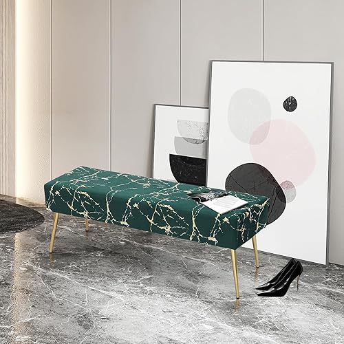 Miniatura 11 de Magshion Mid-Century - Banco otomano de microfibra con botones y patas en X, carga de hasta 440 libras para sala de estar, dormitorio, habitación,