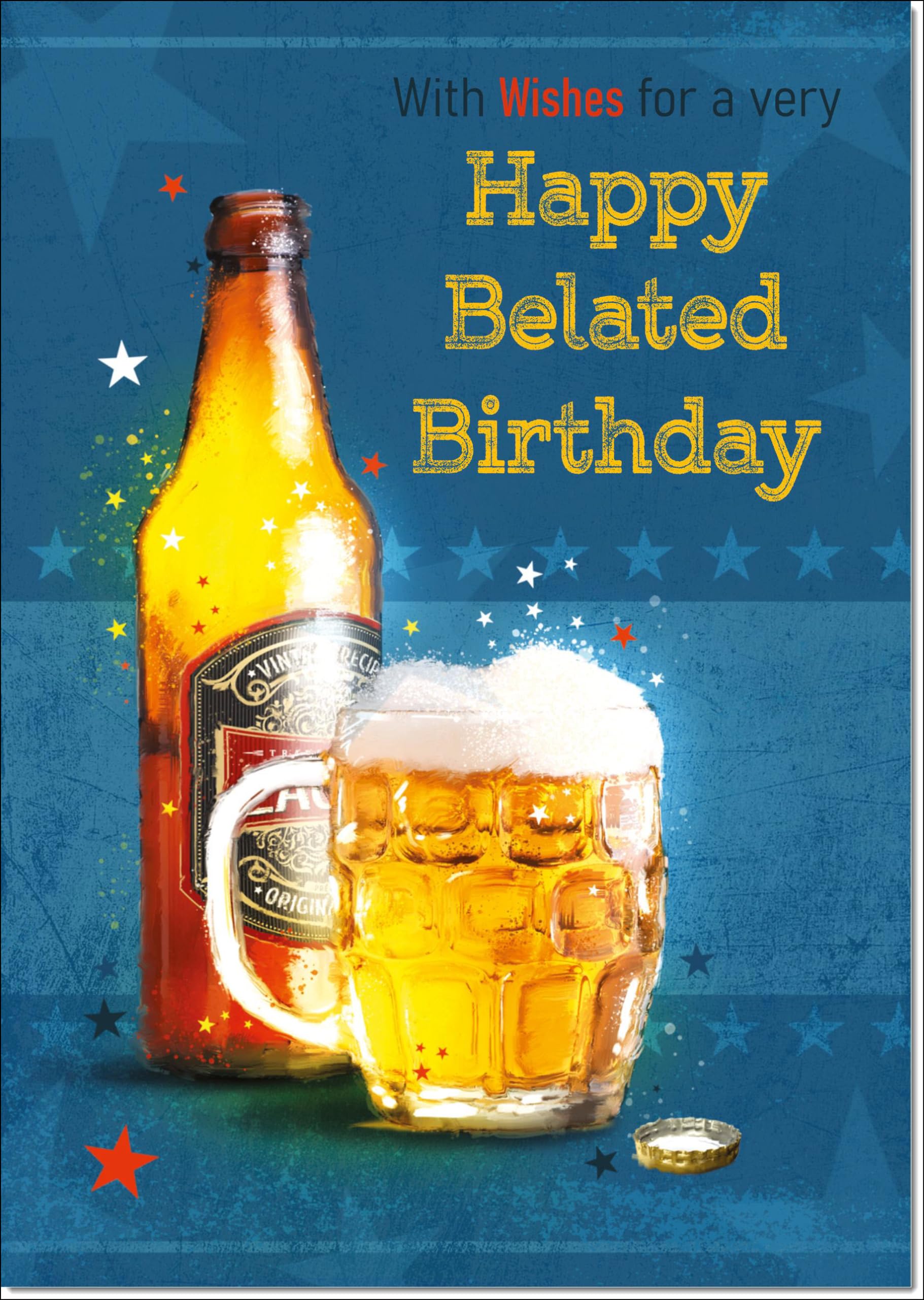 doodlecards Belated Birthday Card Beer Bottle Large A4 Size with Plain Envelope — image 1