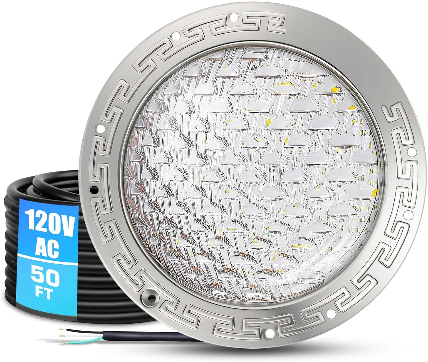 CAtArt 10 Inch 120V LED Pool Lights for Inground Pool, Cool White Inground Pool Light, 35W LED (500W Equivalent), Stainless Steel Housing Fits 10" Wet Niches, 50FT Cord