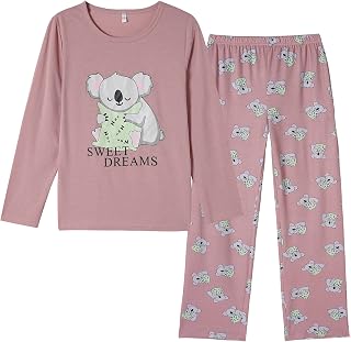 Vopmocld Big Girls Cute Pajama Sets Long Sleeve Lovely Sleepwear 2 Piece PJS Multiple Cartoon Jammies