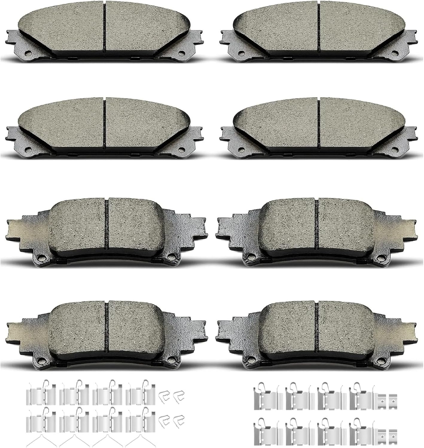 D1324 D1391 8pcs Ceramic Front Rear Brake Pads Set With Clips Fit For 2010-2015 Lexus RX350,For 2010-2015 Lexus RX450h,For 2014-2020 Toyota Highlander,For 2011-2025 Toyota Sienna