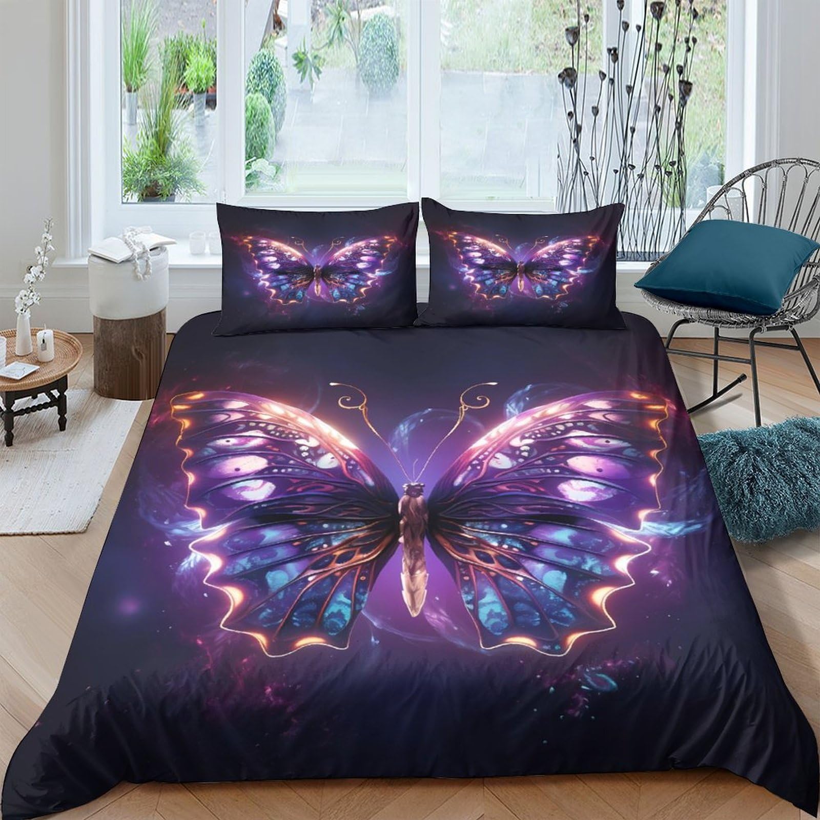 Parure de lit géométrique 3D sans repassage avec housse de couette microfibre anti-plis
