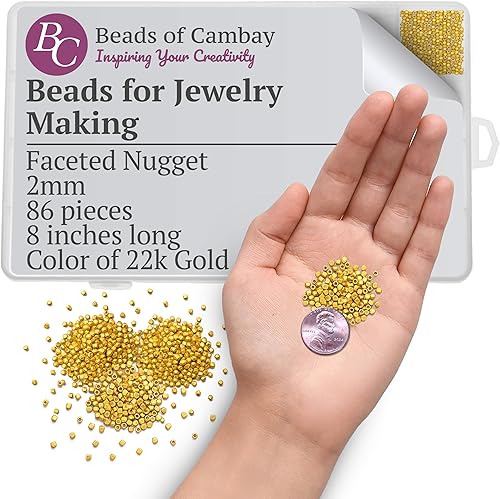 Cuentas de oro Cambay, hilo de 8 pulgadas de 86 cuentas rellenas de oro recubiertas, cuentas de pepita cepillada chapadas, cuentas de oro de 0.079in