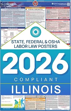 Labor Law Poster Illinois 2026, State, Federal Workplace Notices 26 x 39.5