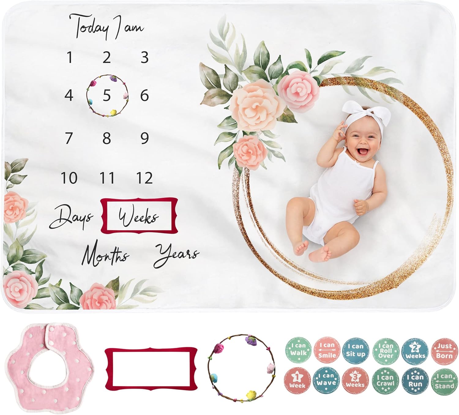 Monthly Baby Milestone Blanket for Baby Girl Baby Monthly