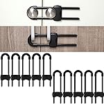 Jetec 10 Pieces Cabinet Locks for Babies, U-Shaped Proofing Drawers Safety Child Locks Adjustable, Easy to Use Childproof Latch for Knob Handle on Kitchen Door Storage Cupboard Closet (Black)