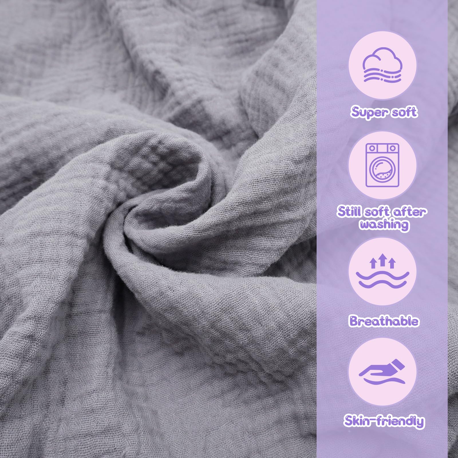 Cape Allaitement Bébé 100% Coton avec Serviette, Doux Respirant Sangles Réglables Gris
