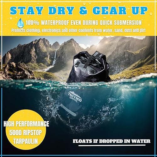 Miniatura 3 de TACTIKO Mochila resistente 100% impermeable, bolsas secas enrollables para kayak, senderismo, campamento, supervivencia