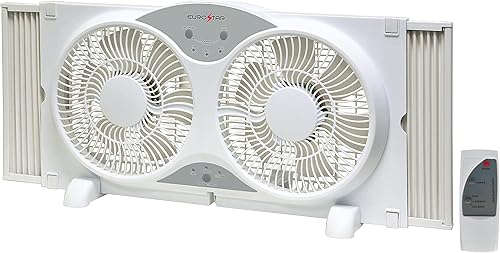 Ventilador de ventana doble, blanco, 37"