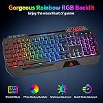 CHONCHOW Gaming Keyboard and Mouse Combo, USB Wired RGB Backlit Anti-Ghosting Silent Keyboard with Ergonomic Wrist Rest & Phone Holder, 7D 7200DPI Gaming Mouse for PC Gamer Xbox PS4 PS5