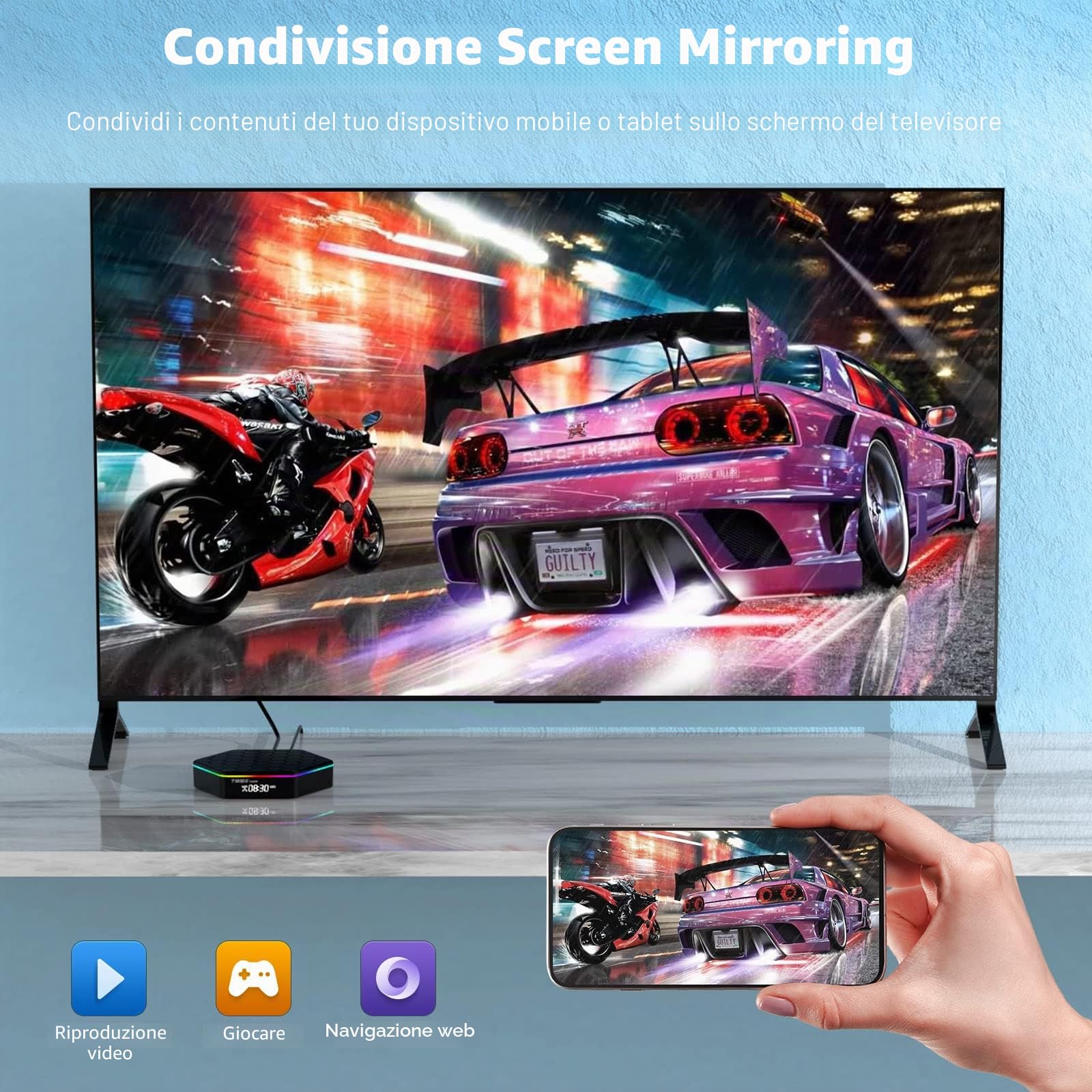 Box TV Android 12.0, 4 GB RAM 32 GB ROM Allwinner H618 Quad Core 64 bit, support HD 6K / 3D / H.265 Ethernet 2.4/5G Dual WiFi BT 5.0