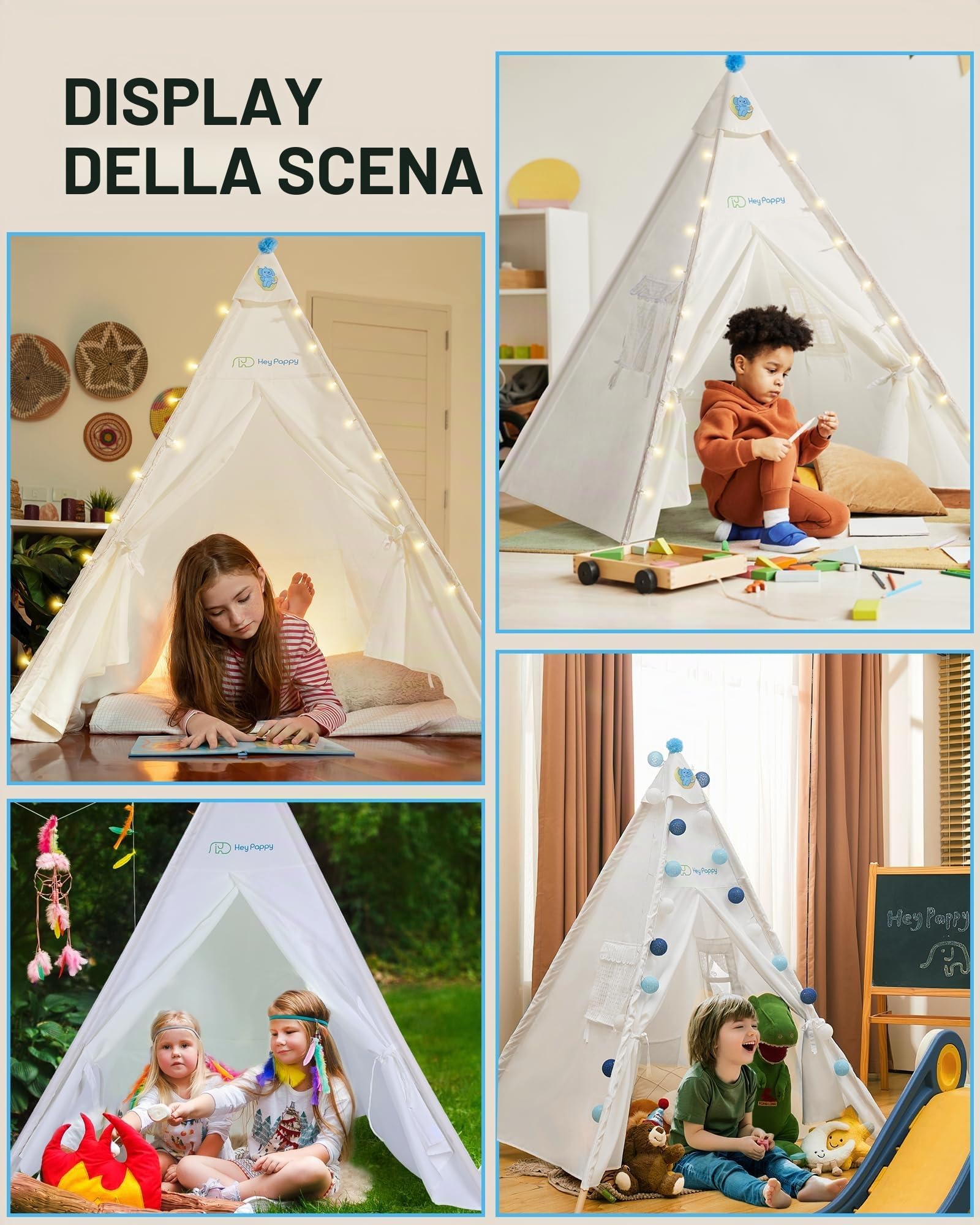 Heypappy Tenda Tipi Bambini con Materasso Gonfiabile