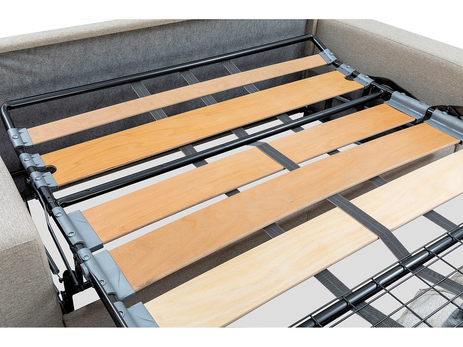 Vente-unique - Canapé 3 Places Convertible Express en Velours Bleu Nuit avec Assise mémoire de Forme - Couchage à Lattes Larges 140 cm - Matelas 18 cm CALIFE