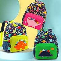 Vista 2 de Mochila escolar de dinosaurio para niños y niñas, preescolar, anaranjado (Orange dinosaur), Moderno