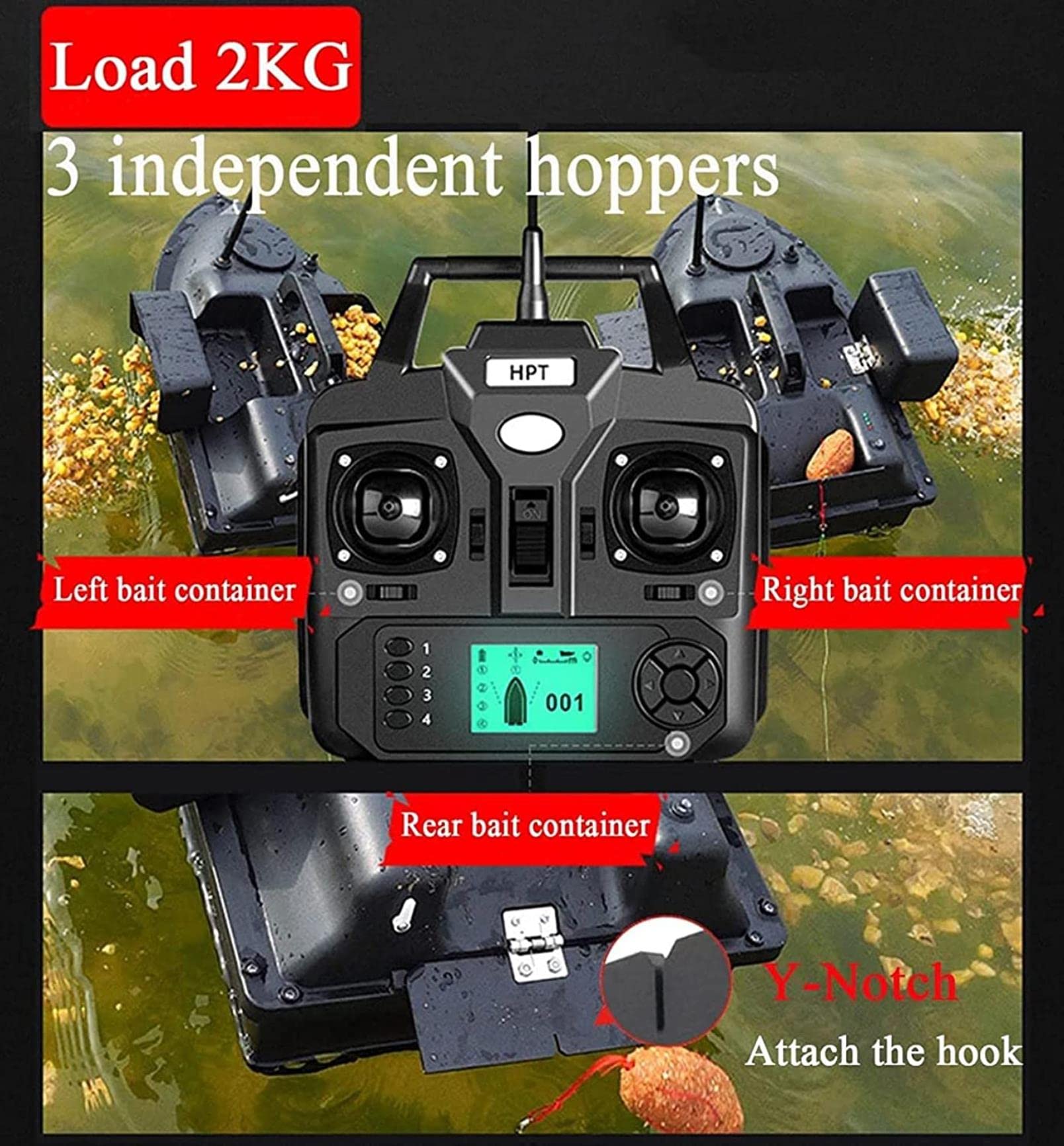 RC-Boot Łódź karmowa z GPS i wyszukiwarką wędkarska łódź wędkarska dla karpia z 3 ochraniaczami na przynętę katapulty i podwójnym silnikiem 500 m zdalne sterowanie radiowe oznaczanie 16 miejsc