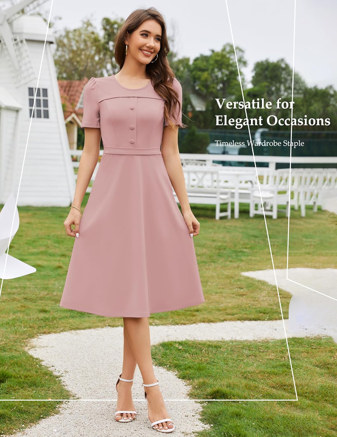 Wedtrend 1950's Vintage Dresses for Women Church Dress with Pockets Tea Party Dresses A Line Wedding Guest Dress - Image 3