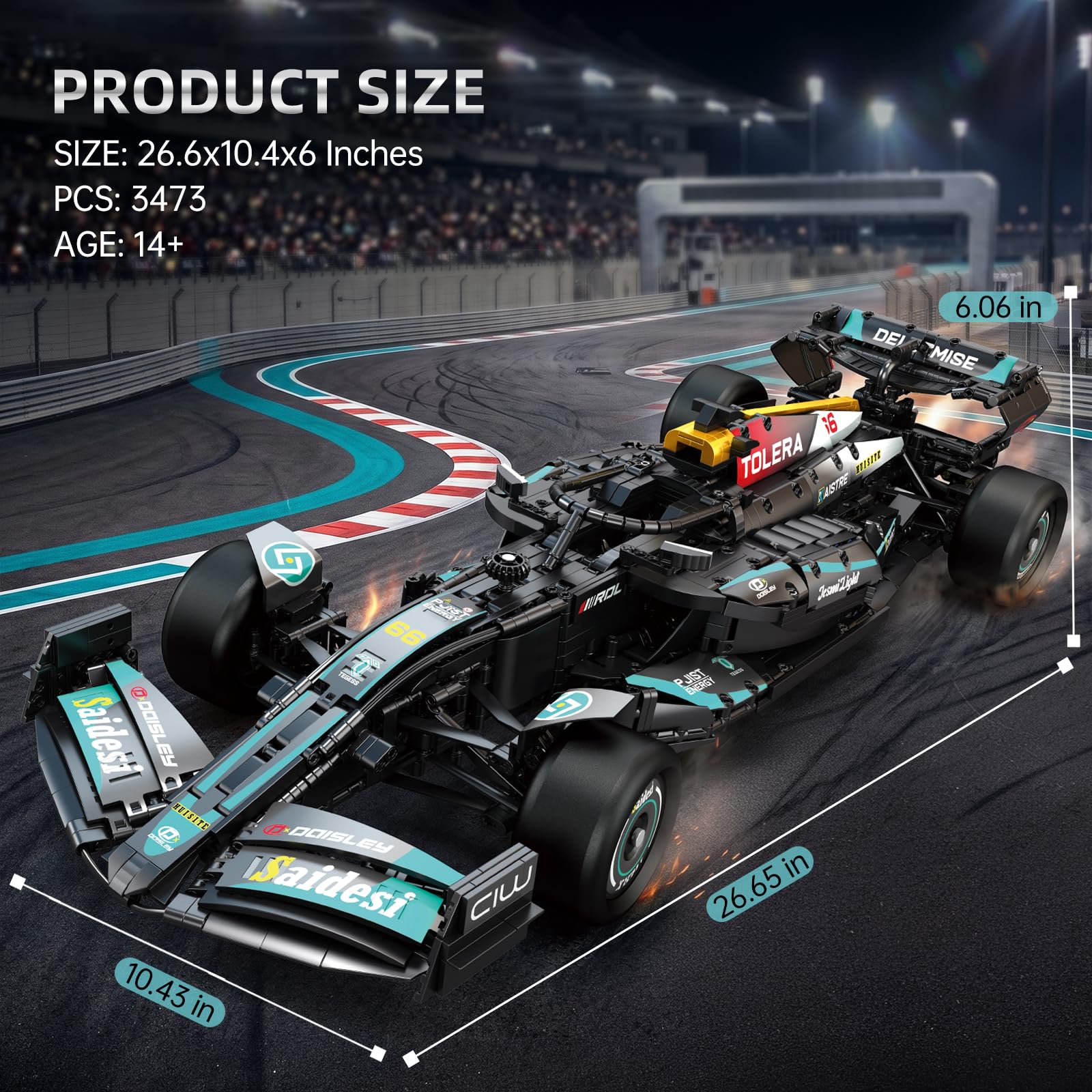 Reobrix 11040 F1 Modello di auto da corsa per adulti, scala 1:8, set di blocchi da costruzione Formula 1 Racing (3473 pezzi)