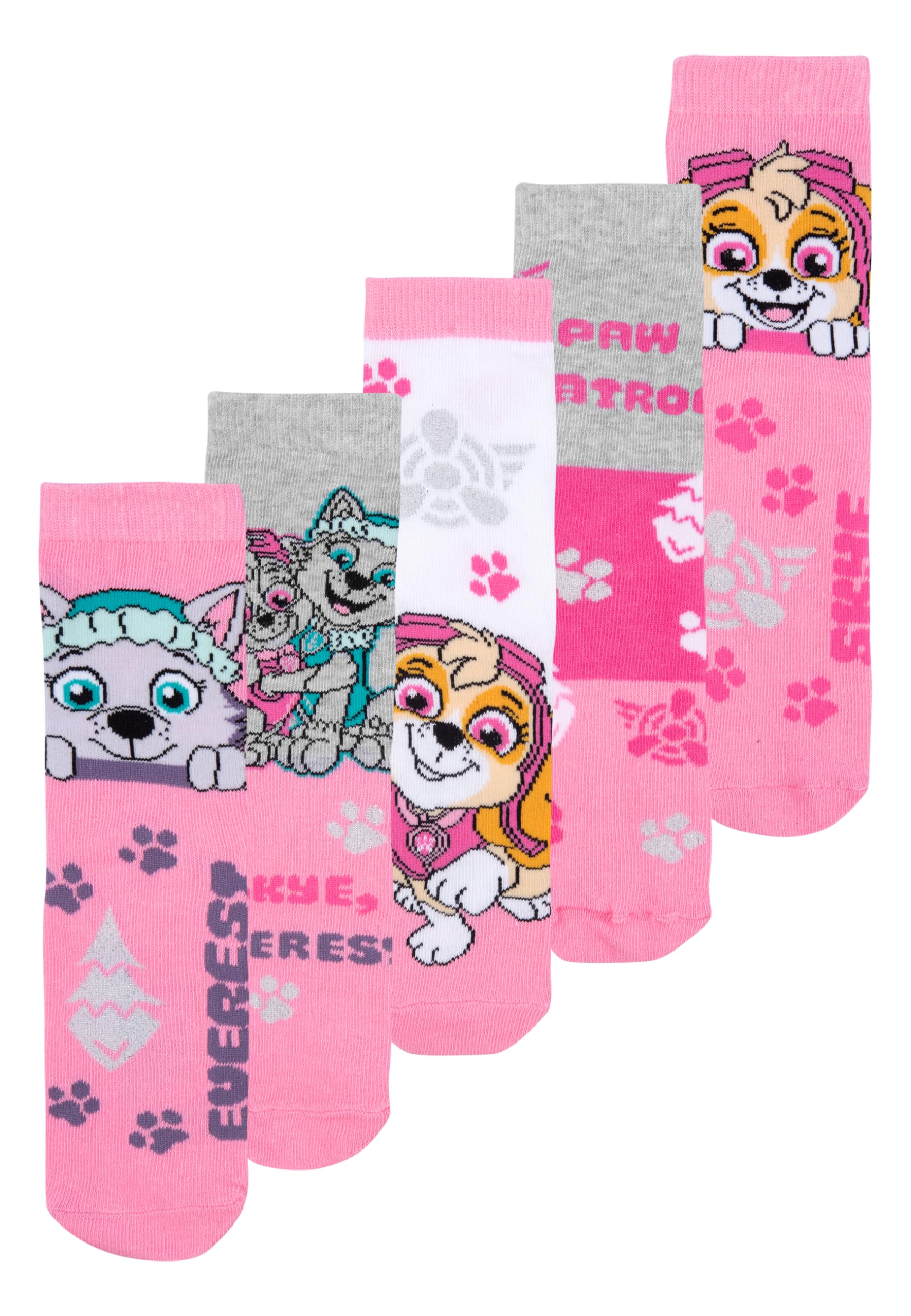 United Labels Girls Pink Paw Patrol Socks For - Children's Trainers Children's Socks (Pack Of 5), 27-30