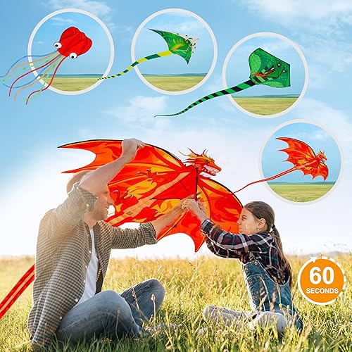 Vista 11 de Large Kites for Adults Kites for Kids Ages 4-8， 8-12 Beach Park Outdoor Game Activities, Gifts for Easter and Festival
