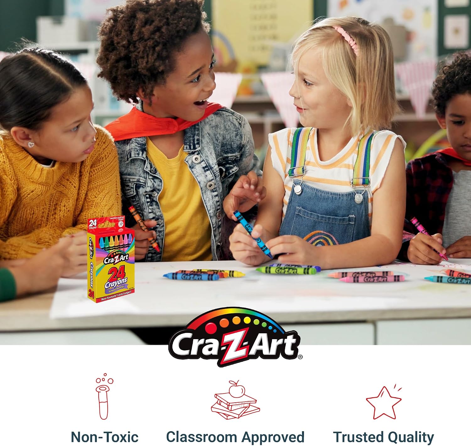 Cra-Z-Art Crayons, Bulk Pack, 24 Count, 6 Packs of Crayons, Bulk School Supplies for Classroom, Back to School Essentials