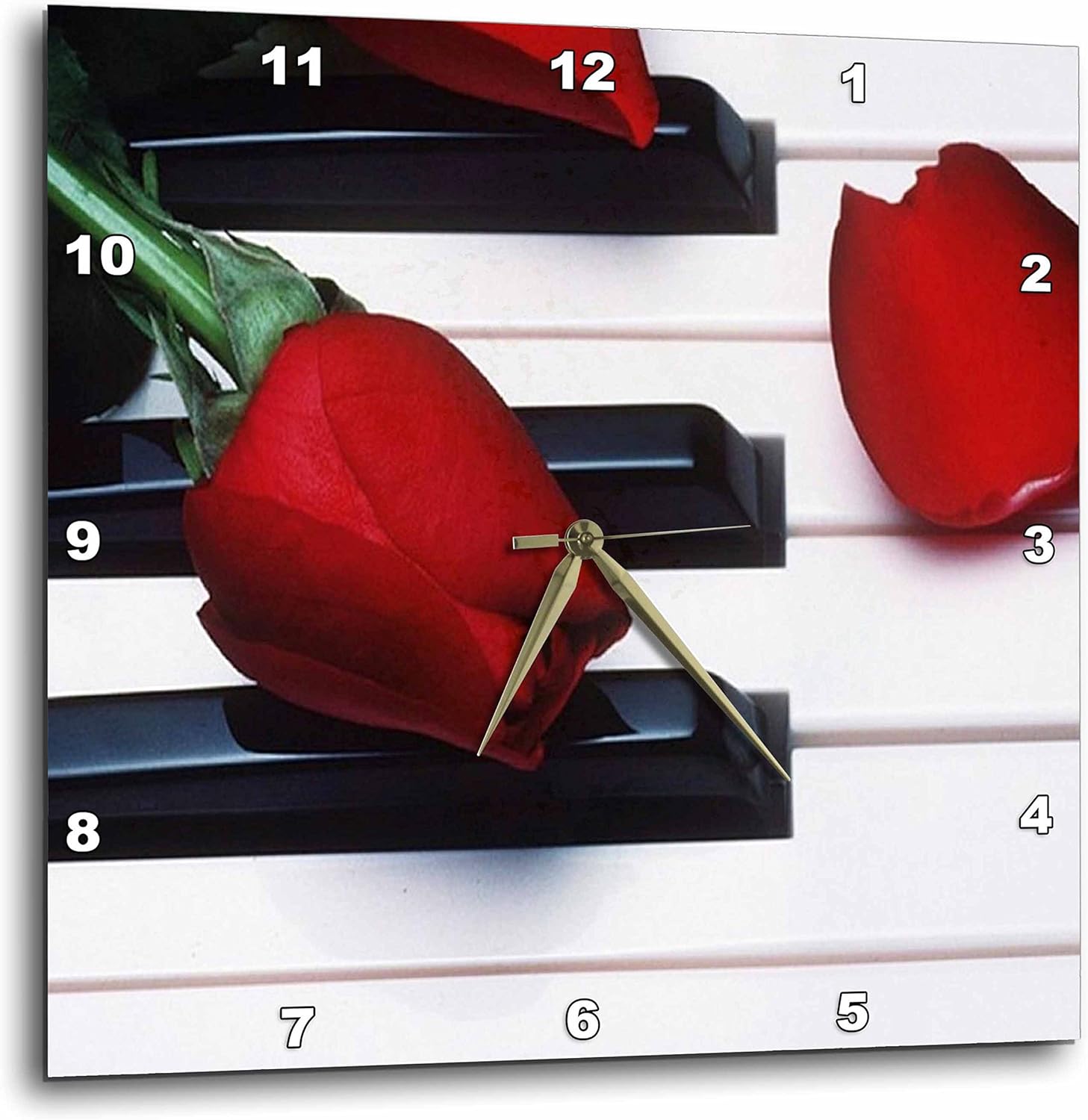 3dRose Red Tulips on Piano Keys - Wall Clock, 13 by 13-Inch (DPP_56956_2)