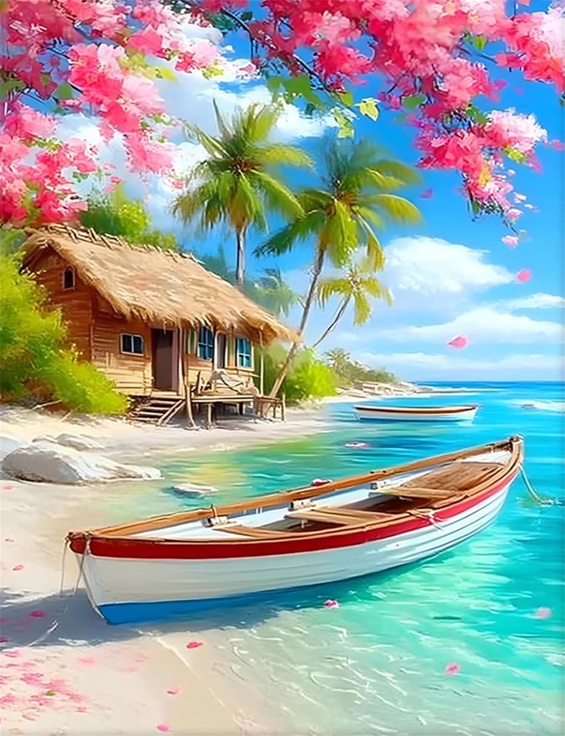 ZHOSOHO DIY Paint by Number for Adults,Painting by Number Kits on Canvas,Color by Numbers for Adult Beginner,Gifts Decor for Home Wall Room (Boat)