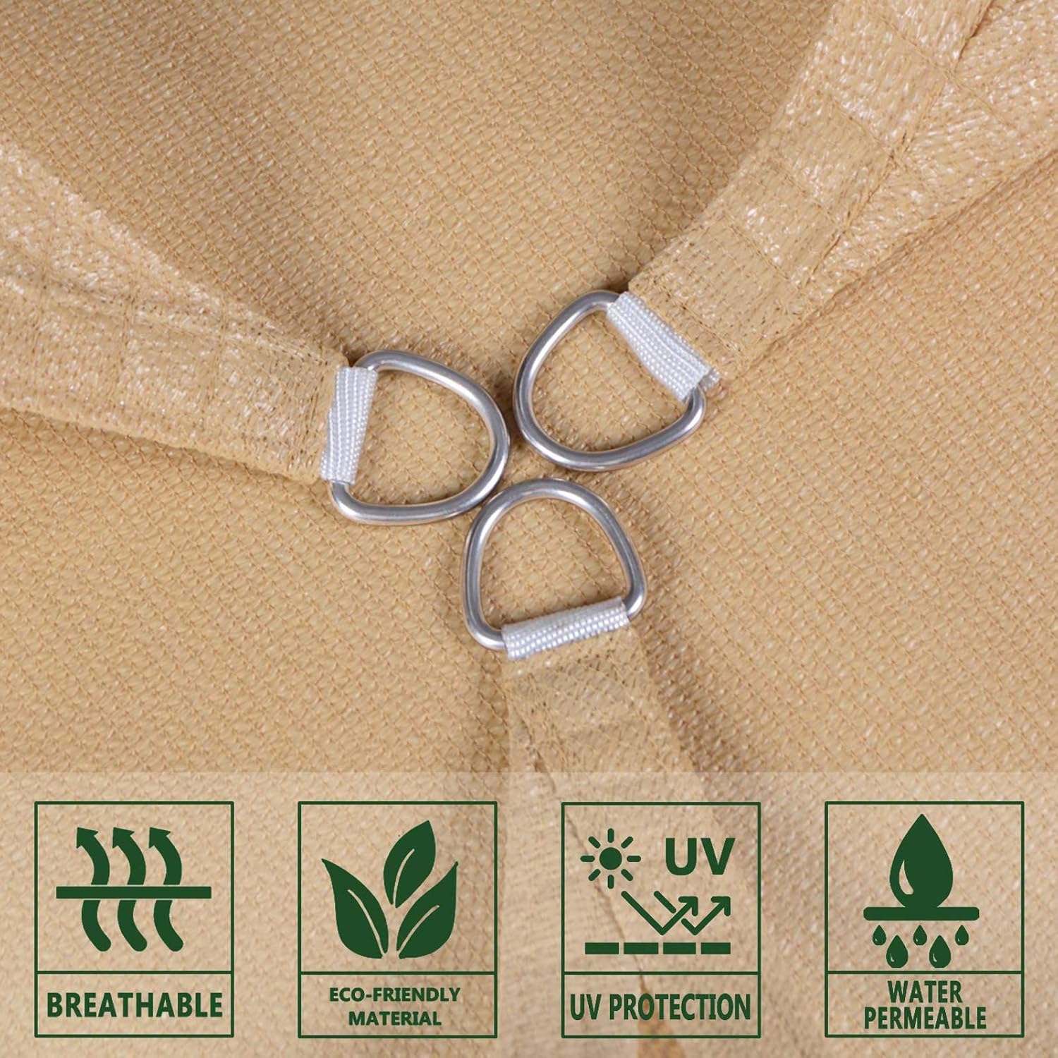 SUNLAX Sun Shade Sail 10' x 10' x 10' Sand Triangle Canopy Sail Shade Cover UV Block Permeable Sunshade Outdoor for Patio Backyard (We Make Custom Size)