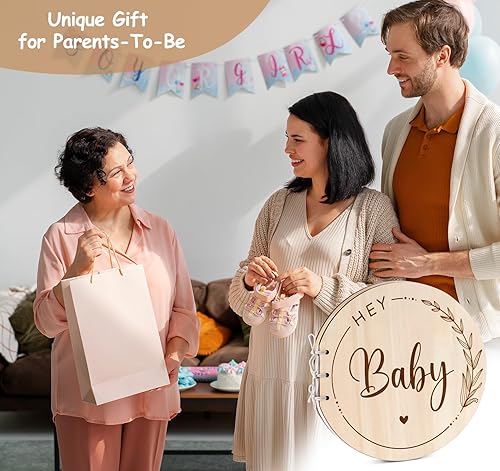 Miniatura 5 de Alternativas para libros de invitados de Baby Shower Libro de invitados de madera para baby shower, libro de recuerdos del primer año del bebé,