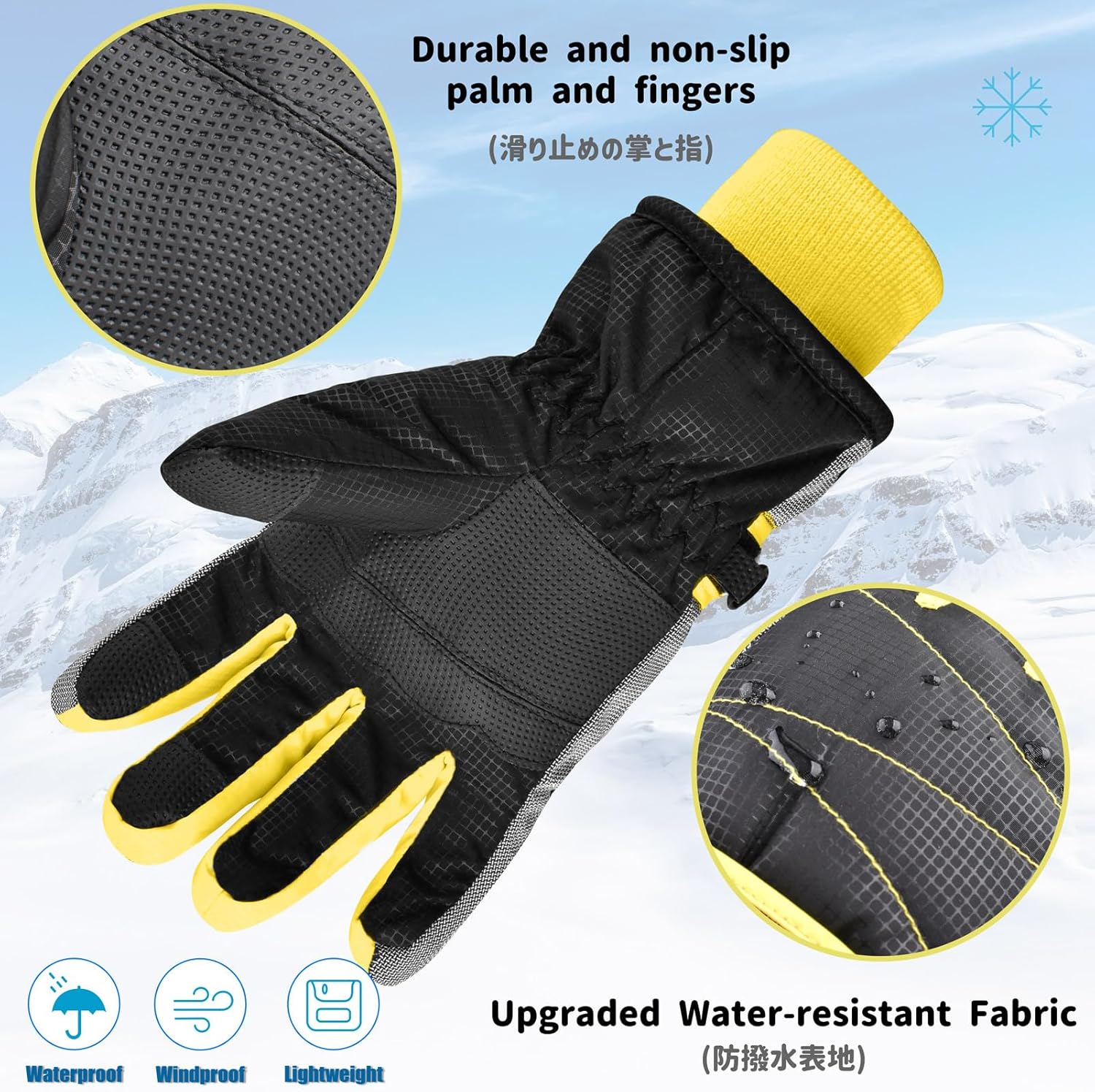 Azarxis Kids Children Ski Gloves Winter Snow Gloves Waterproof Winter Warm Glove for Snowboarding, Sledding - Image 3
