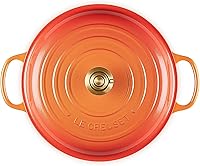 Vista 129 de Le Creuset Signature Cacerola de hierro fundido esmaltado, 3.5 cuartos de galón, color naranja (Flame)