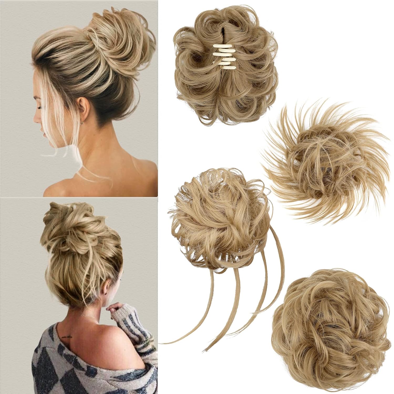 4 Pcs Messy Hair Bun Hairpiece Fake Hair Bun Messy Bun