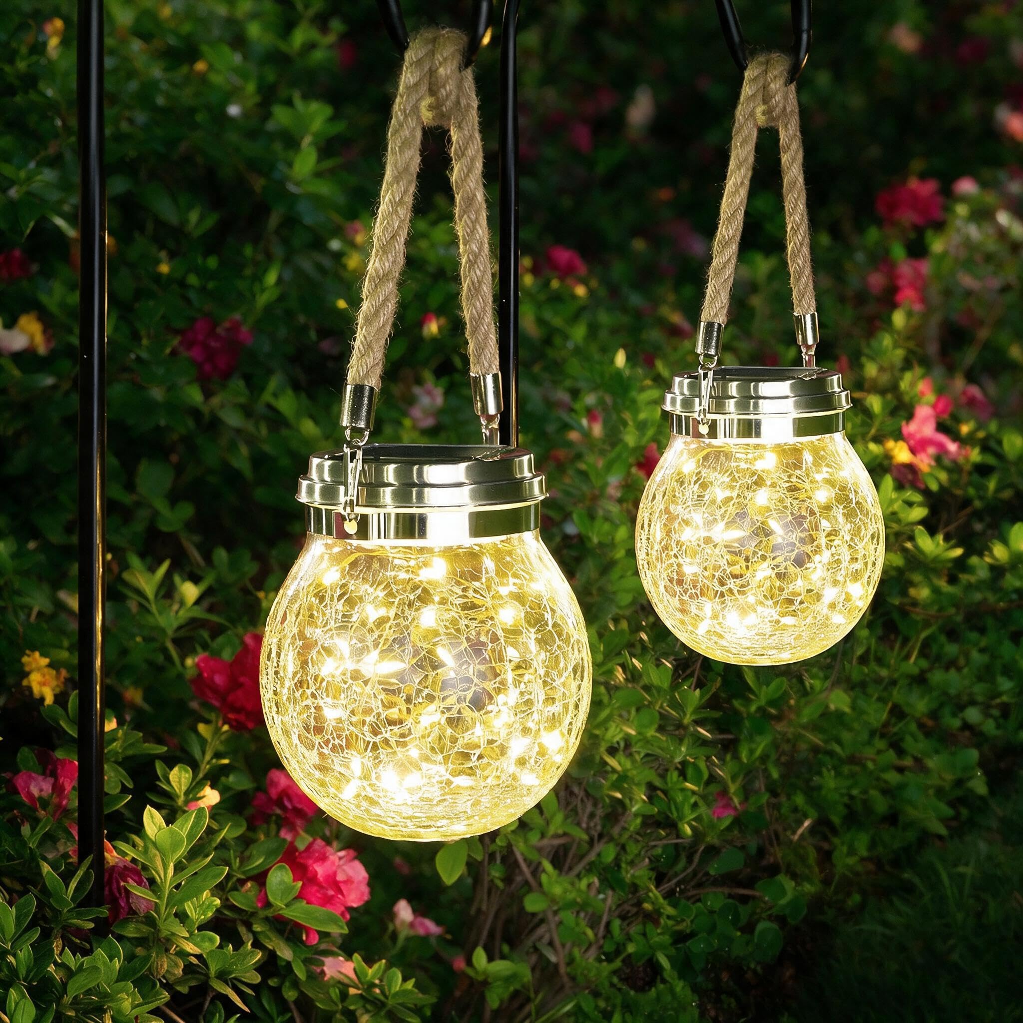 Solar Lantern,2 Pack 30 LED Hanging Glass Jar Solar Lights Outdoor Waterproof Glass Lantern Table Lamps Great Outdoor Lawn Décor for Patio Garden, Yard and Lawn. (Warm White Light)-image-26