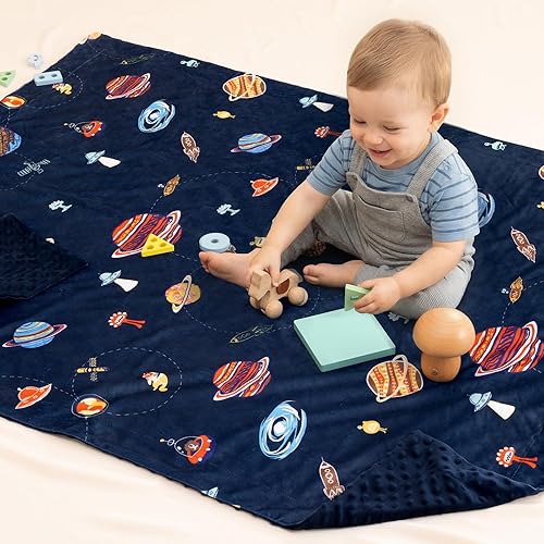 Miniatura 2 de PHF Minky - Manta de bebé para niños con doble capa y respaldo de puntos elevados, suave y ligera manta de recepción reversible para recién nacidos,