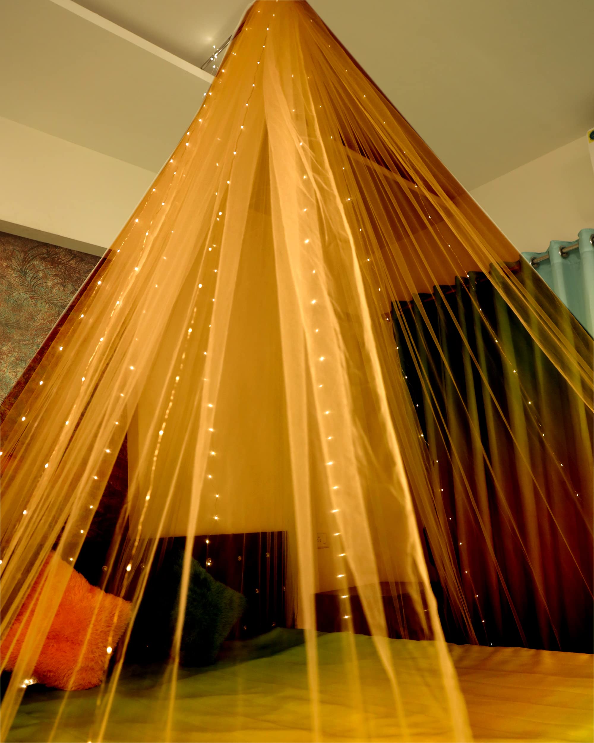 Selibration.com Plastic Decoration Net Cloth with LED Lights For Romantic Dinner, Surprise Party, Anniversary, Birthday Party Celebration and Valentines Day, Or Cabana Tent Decoration (Beige) 3