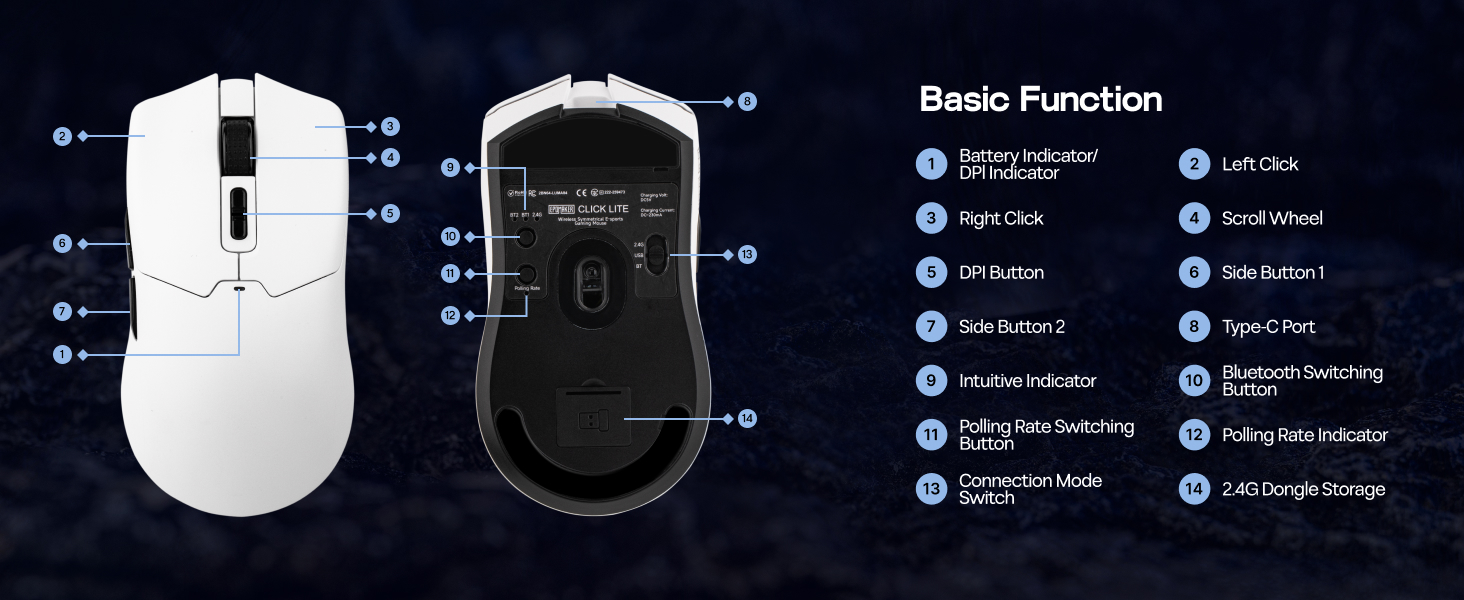 EPOMAKER Aula SC800 Wireless Gaming Mouse, 37g Lightweight, Adjustable 26,000 DPI, 8k Polling Rate, PAW3395, Programmable Buttons, On-Board Memory, 250mAh Battery, PC/MAC/Linux (White