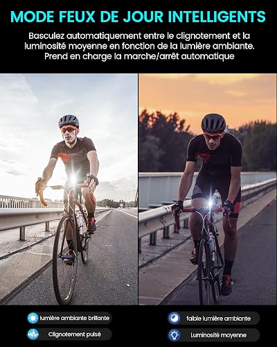RAVEMEN 1800 Lumen Intelligent Daytime/Night Running Front Light with Auto ON/OFF, Light Sensor, IPX7 Waterproof, USB-C, Aluminium & Plastic Body, Handlebar Mount - 3