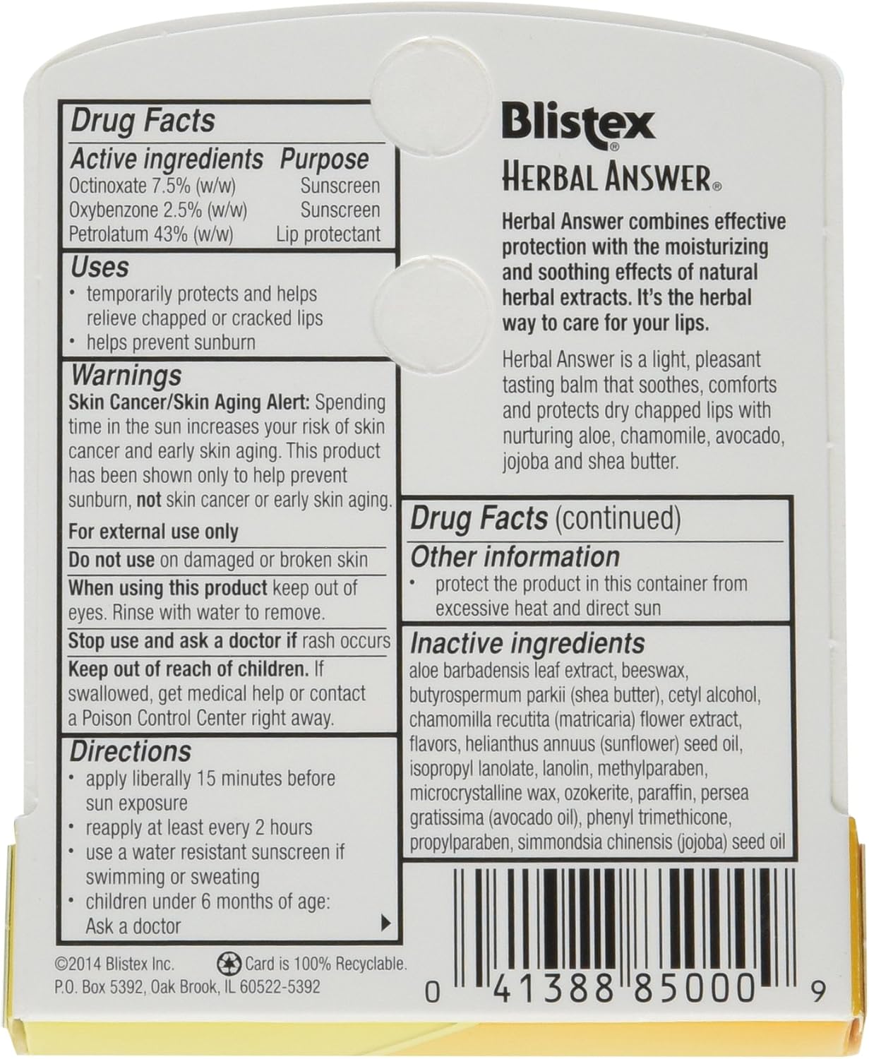 Blistex Herbal Answer Lip Protectant/Sunscreen, SPF 15, .15-Ounce Tubes (Pack of 12)