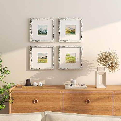 Vista 18 de KINLINK Juego de 4 portarretratos de 12 x 12 pulgadas, cuadrados de madera mate de 8 x 8 pulgadas con plexiglás para 8 x 8 pulgadas con paspartú