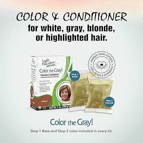 Miniatura 2 de Light Mountain Henna - Tinte y acondicionador para el cabello, color gris - Tinte para el cabello castaño rojizo para hombres y mujeres, sin