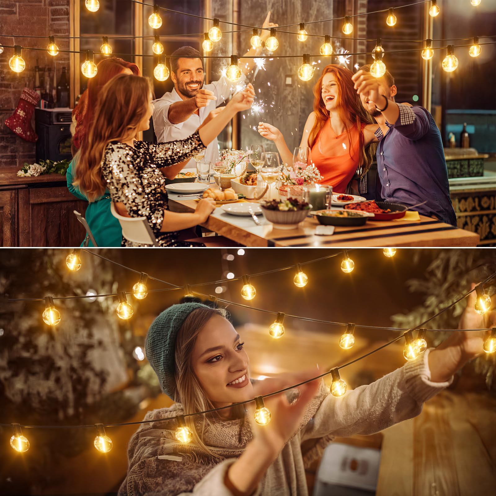 Guirnaldas Luces Exterior Jardin LED 20M 65ft G40 Bombillas LED Cadena de Luz Guirnaldas Luminosas Exteriores IP44 Impermeable Outdoor Girnaldas Garden para Patio Fiesta Terraza