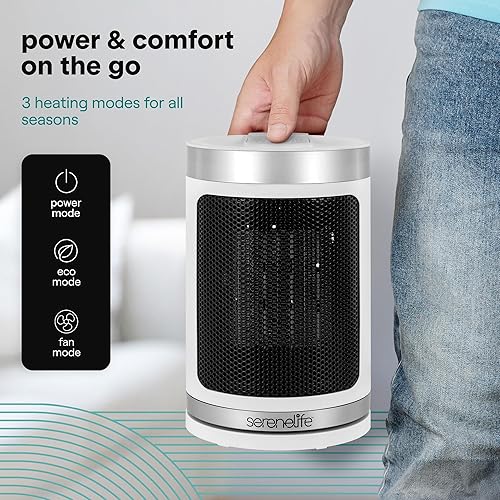 Miniatura 6 de SereneLife Calentador de espacio portátil Calentador eléctrico interior de 1500 W con termostato, control remoto, temporizador de 12 horas,