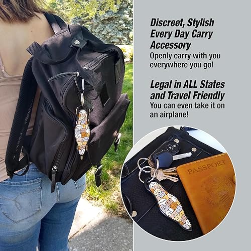 Miniatura 5 de MUNIO Llavero de autodefensa Herramienta de seguridad ligera, elegante y portátil para mujeres y hombres Kubotan no letal, fácil de usar, Gatos