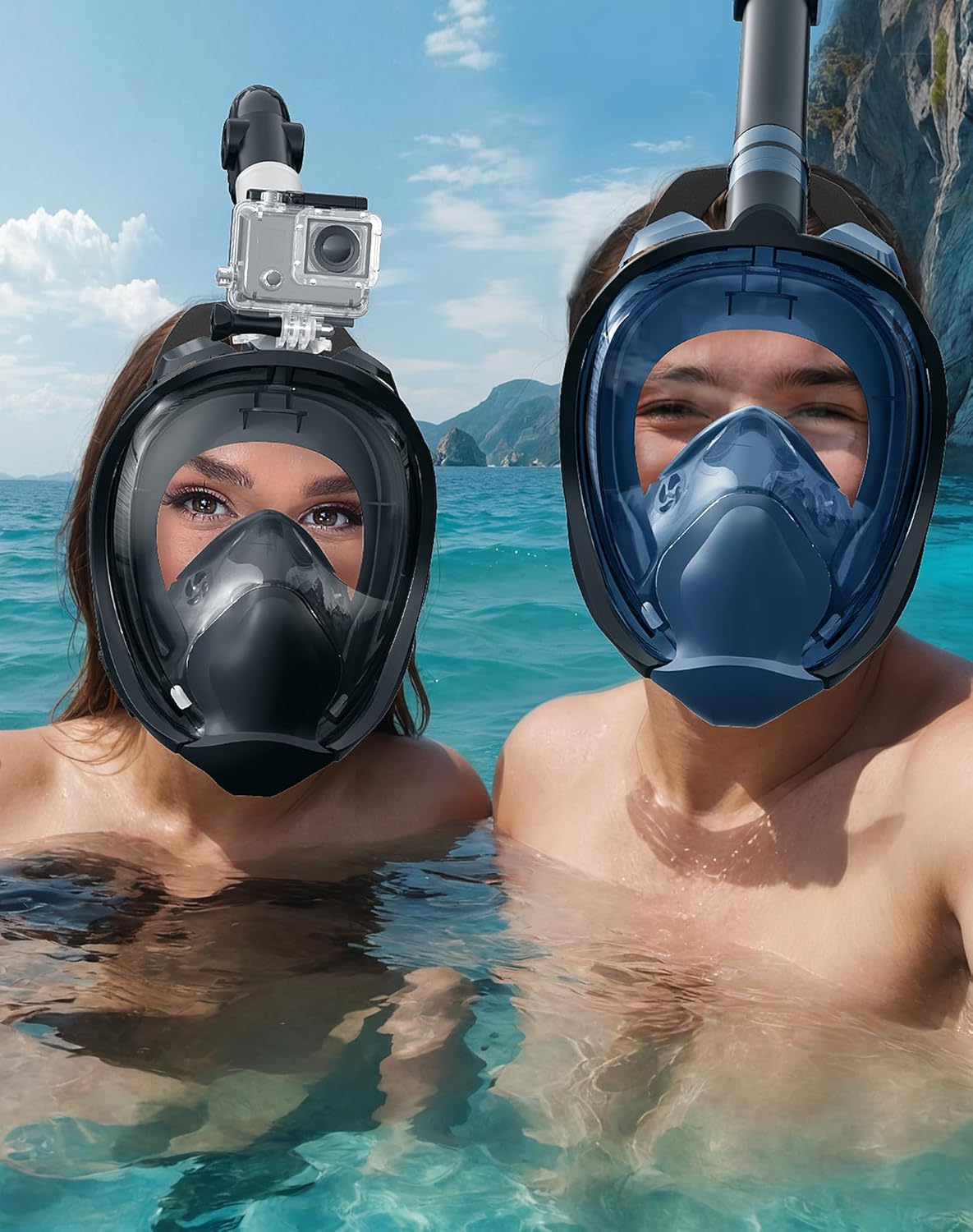 Zenoplige Full Face Snorkel Mask Adults, Dry-Top Snorkeling Gear with Camera Mount, Foldable 180-Degree Panoramic Scuba Mask for Snorkeling Diving Swimming Travel, Anti-Fog & Anti-Leak - Image 2