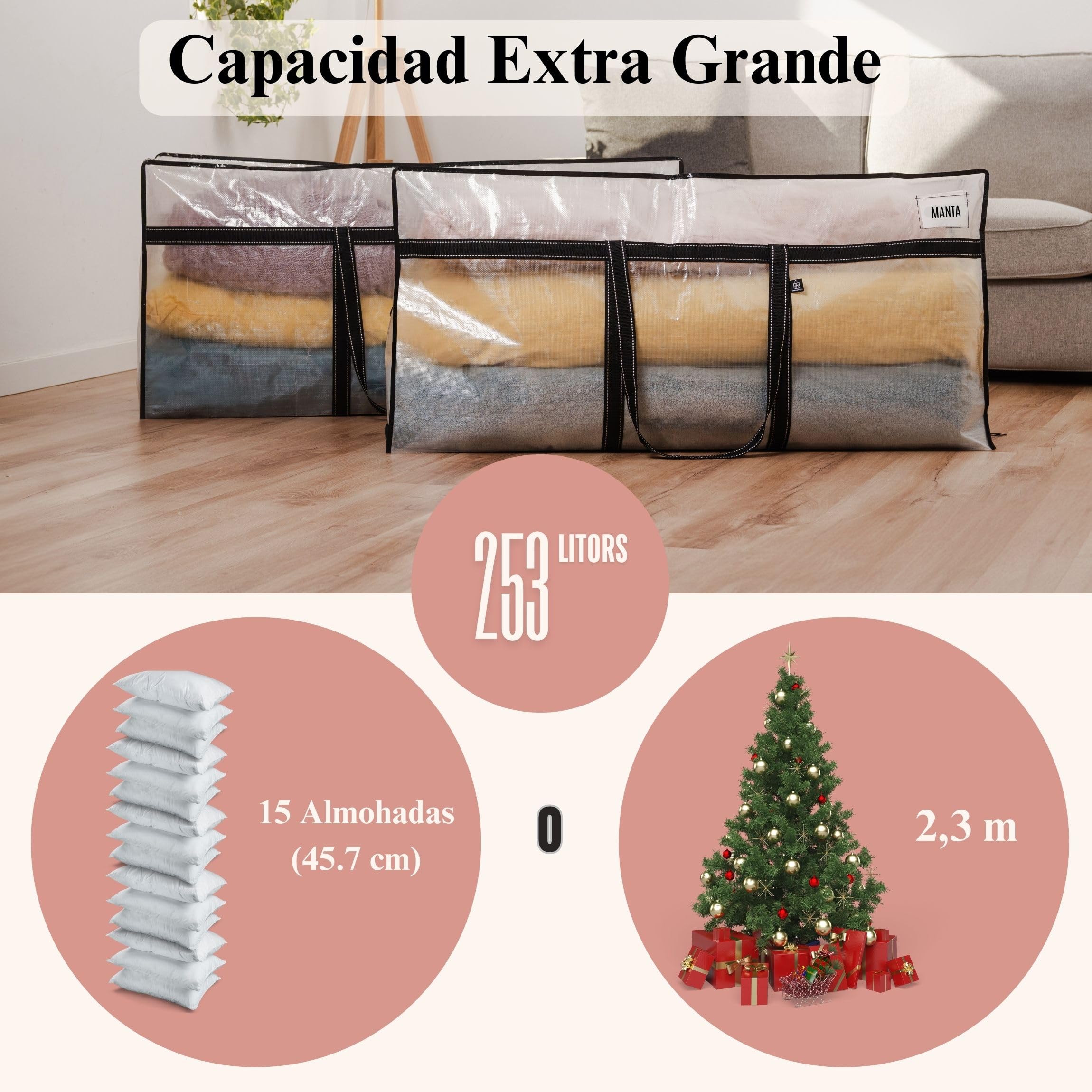 VENO Pack de 2 Bolsas de Mudanza Extra Grandes, Almacenamiento Resistente, Cajas de Mudanza, Contenedores de Almacenamiento Grandes con Tapa, Alternativa para la Nniversidad(Transparente,Pack de 2)
