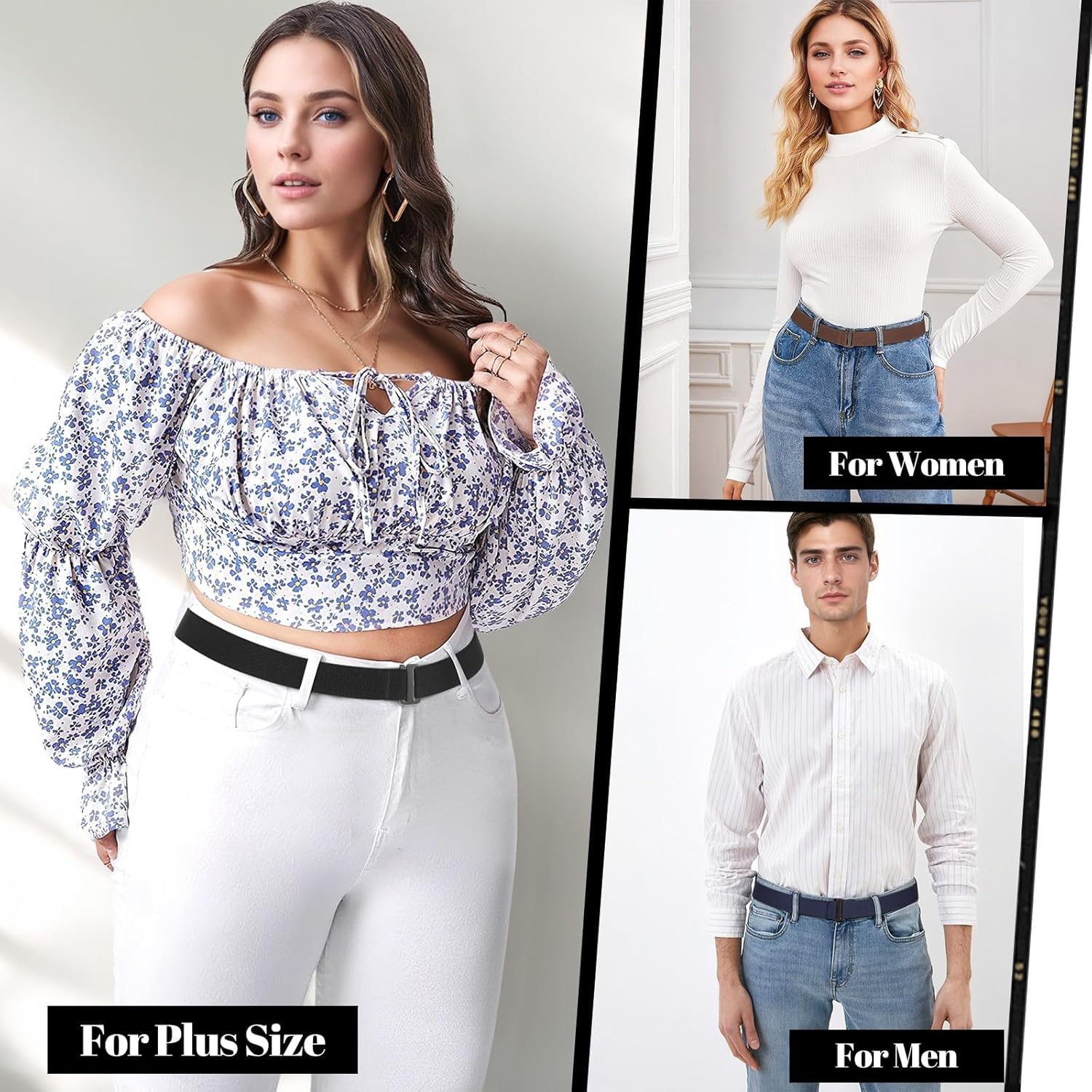 JASGOOD 3/4/5/6 Pack Women Adjustable Crop Top Band Sweater Tuck Band Invisible Strap Belts Elastic Belt For Shirts - Image 3