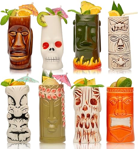 LEMONSODA Vasos Tiki hawaianos de cerámica (juego de 8 tazas) disponible en Yaxa Guatemala